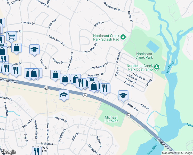 map of restaurants, bars, coffee shops, grocery stores, and more near 1100 Hammock Lane in Jacksonville