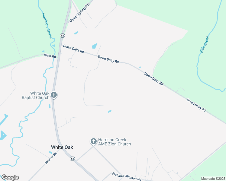 map of restaurants, bars, coffee shops, grocery stores, and more near 470 Dowd Dairy Road in White Oak