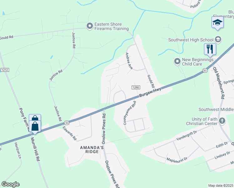 map of restaurants, bars, coffee shops, grocery stores, and more near 213 Appaloosa Drive in Jacksonville