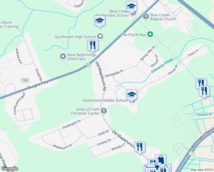 map of restaurants, bars, coffee shops, grocery stores, and more near 1320 Old Maplehurst Road in Jacksonville
