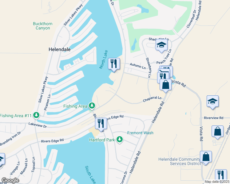 map of restaurants, bars, coffee shops, grocery stores, and more near 27005 Lakeview Drive in Helendale