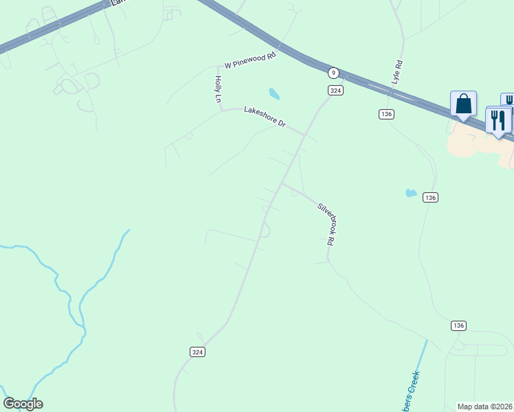 map of restaurants, bars, coffee shops, grocery stores, and more near 3042 State Road 324 in Chester