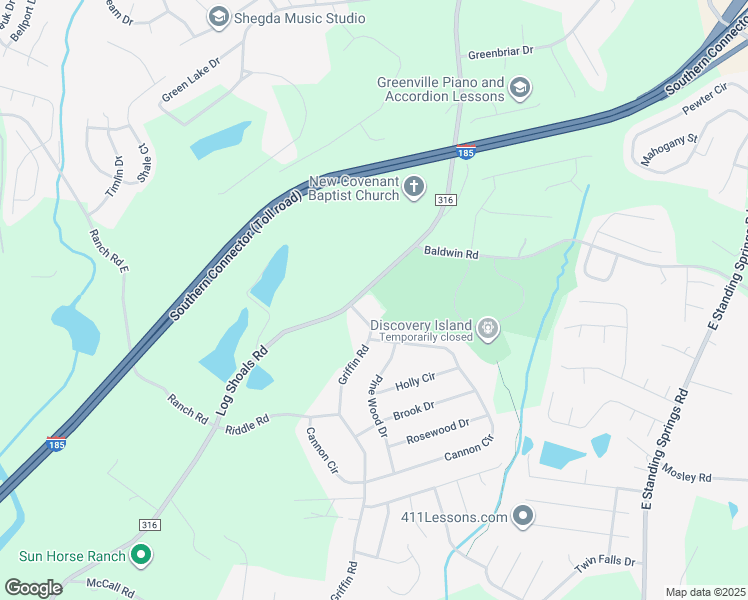 map of restaurants, bars, coffee shops, grocery stores, and more near 504 Log Shoals Road in Greenville