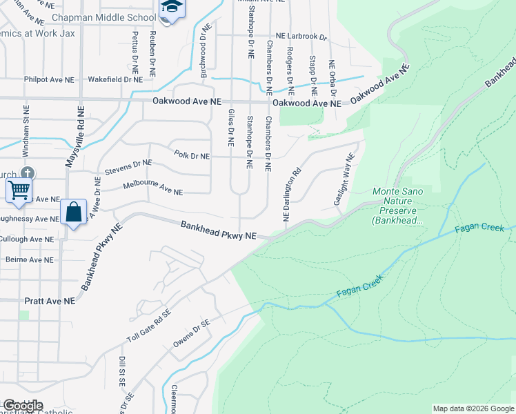 map of restaurants, bars, coffee shops, grocery stores, and more near 707 Chambers Drive Northeast in Huntsville
