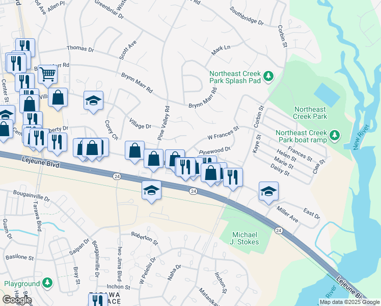 map of restaurants, bars, coffee shops, grocery stores, and more near 318 West Frances Street in Jacksonville