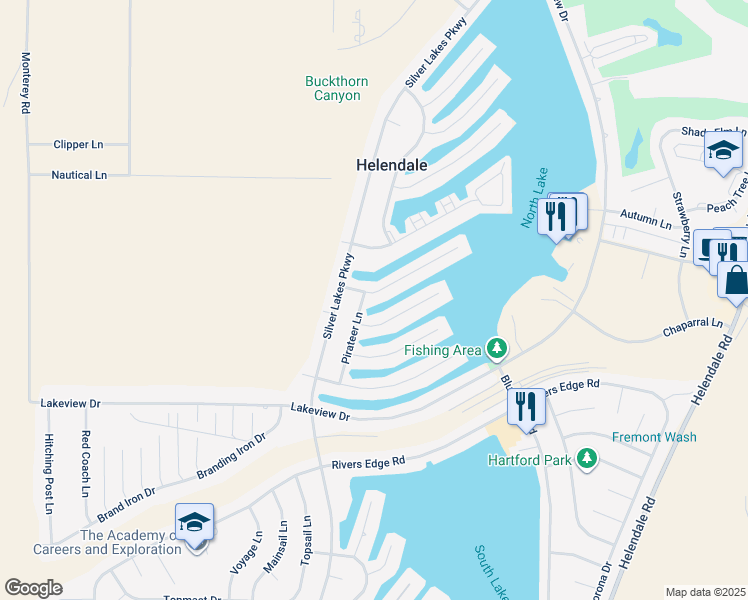 map of restaurants, bars, coffee shops, grocery stores, and more near 14375 Jamaica Lane in Helendale
