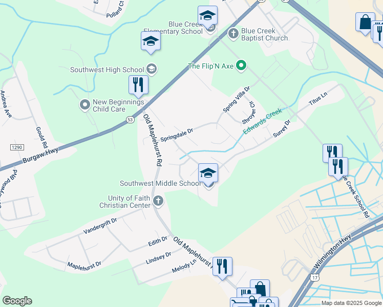 map of restaurants, bars, coffee shops, grocery stores, and more near 1203 Gerald Drive in Jacksonville