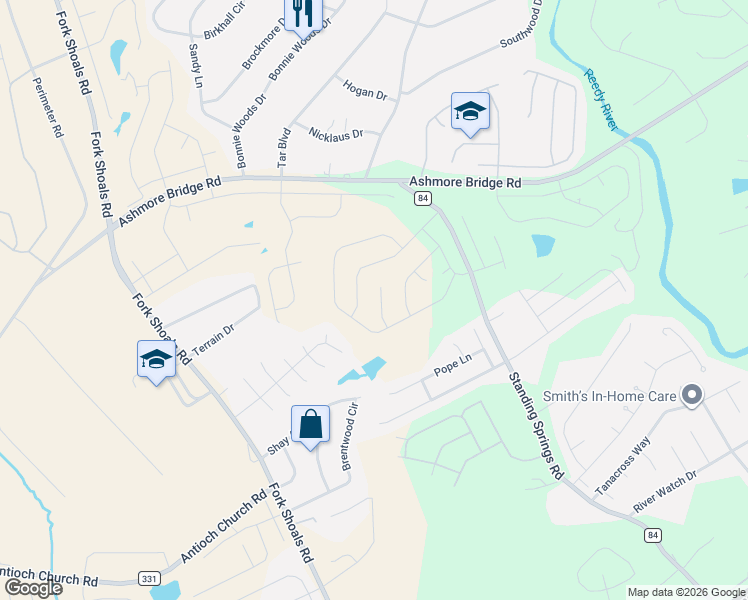map of restaurants, bars, coffee shops, grocery stores, and more near 509 Norwell Lane in Greenville