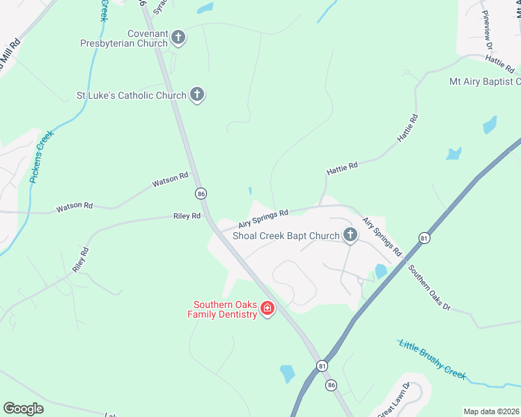 map of restaurants, bars, coffee shops, grocery stores, and more near 403 Airy Springs Road in Easley