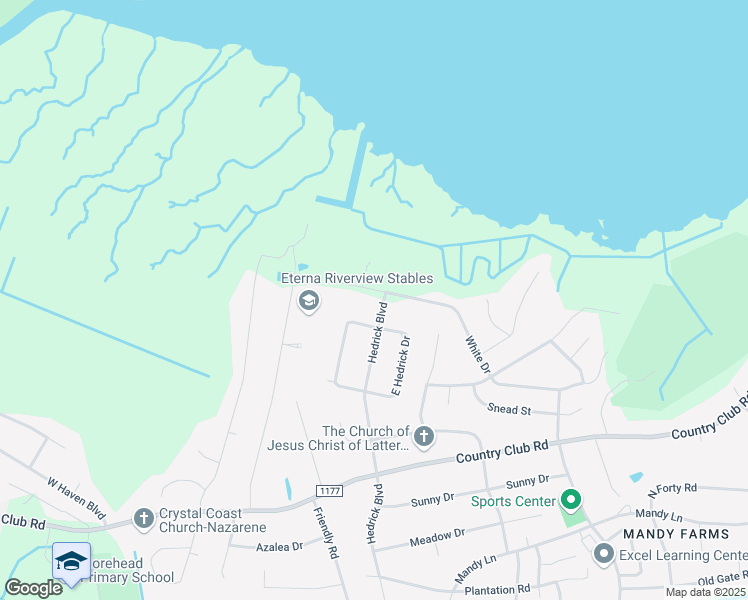 map of restaurants, bars, coffee shops, grocery stores, and more near 3701 White Drive in Morehead City