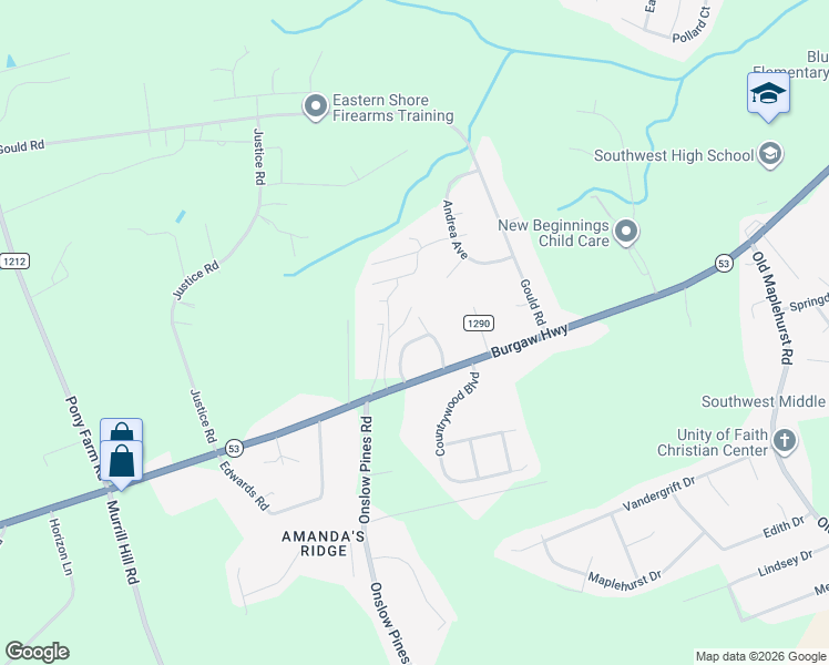map of restaurants, bars, coffee shops, grocery stores, and more near 204 Appaloosa Drive in Jacksonville