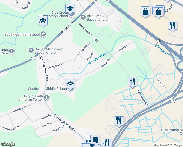 map of restaurants, bars, coffee shops, grocery stores, and more near 1098 Furia Drive in Jacksonville