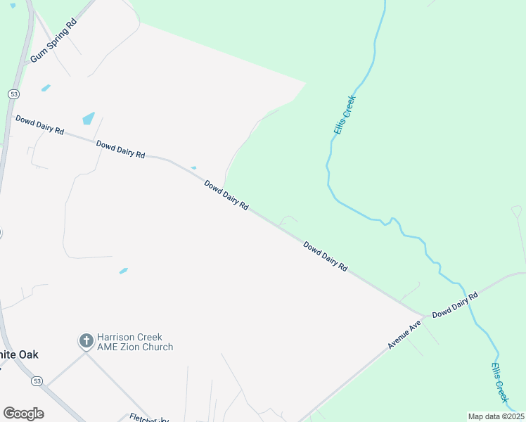 map of restaurants, bars, coffee shops, grocery stores, and more near 953 Dowd Dairy Road in White Oak