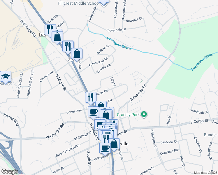 map of restaurants, bars, coffee shops, grocery stores, and more near 232 Perry Avenue in Simpsonville
