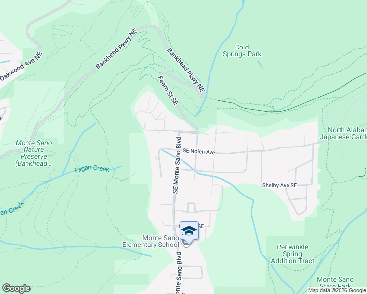 map of restaurants, bars, coffee shops, grocery stores, and more near 305 Monte Sano Boulevard Southeast in Huntsville