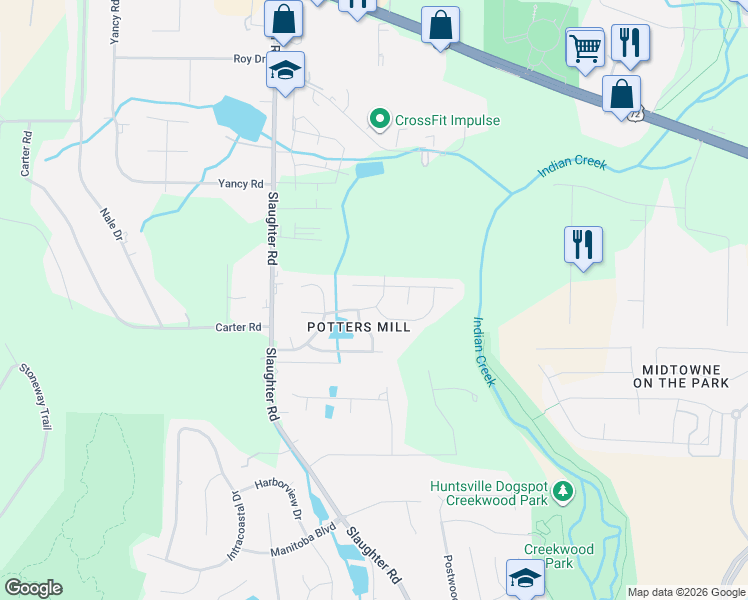 map of restaurants, bars, coffee shops, grocery stores, and more near 109 Artesian Lane Northwest in Madison