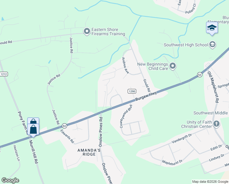map of restaurants, bars, coffee shops, grocery stores, and more near 128 Stallion Drive in Jacksonville