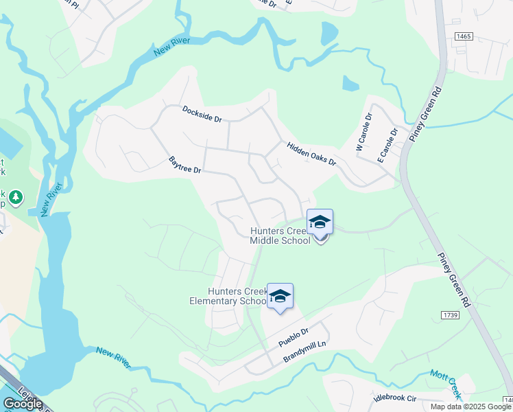 map of restaurants, bars, coffee shops, grocery stores, and more near 119 Carolina Pines Drive in Jacksonville