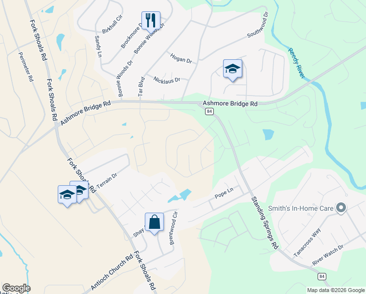 map of restaurants, bars, coffee shops, grocery stores, and more near 6 Topsfield Court in Greenville