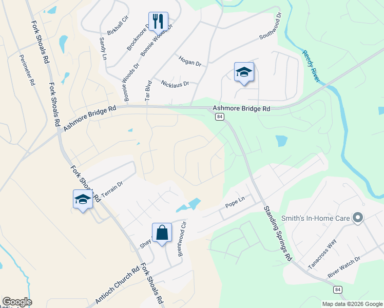 map of restaurants, bars, coffee shops, grocery stores, and more near 6 Topsfield Court in Greenville