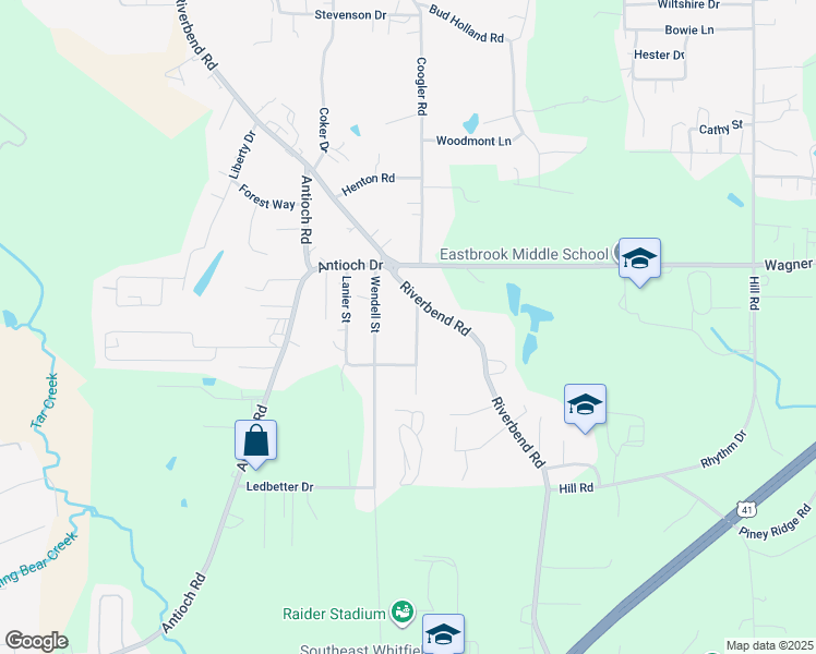 map of restaurants, bars, coffee shops, grocery stores, and more near 1707 Walton Street in Dalton