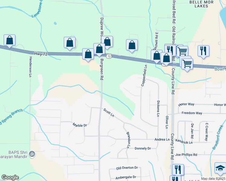 map of restaurants, bars, coffee shops, grocery stores, and more near 29633 Allison Circle in Madison