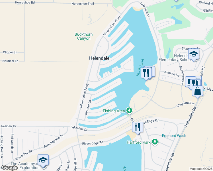 map of restaurants, bars, coffee shops, grocery stores, and more near 14464 Jamaica Lane in Helendale