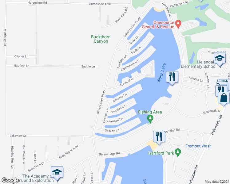 map of restaurants, bars, coffee shops, grocery stores, and more near 14395 Nautical Lane in Helendale