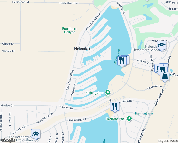 map of restaurants, bars, coffee shops, grocery stores, and more near 14464 Jamaica Lane in Helendale
