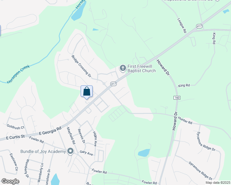 map of restaurants, bars, coffee shops, grocery stores, and more near 101 Hunter Road in Simpsonville