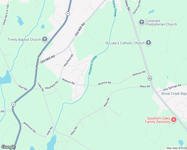 map of restaurants, bars, coffee shops, grocery stores, and more near 312 Watson Road in Easley