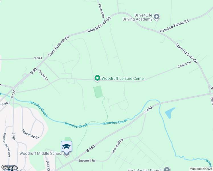 map of restaurants, bars, coffee shops, grocery stores, and more near 620 Cavins Road in Woodruff