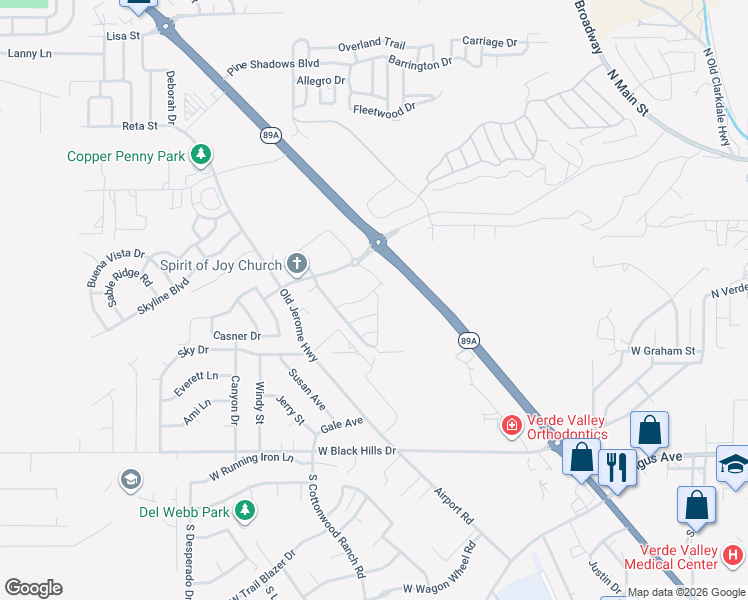 map of restaurants, bars, coffee shops, grocery stores, and more near 245 Rogers Pl in Clarkdale