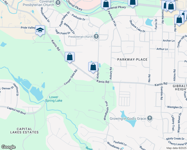 map of restaurants, bars, coffee shops, grocery stores, and more near 14000 Kanis Road in Little Rock