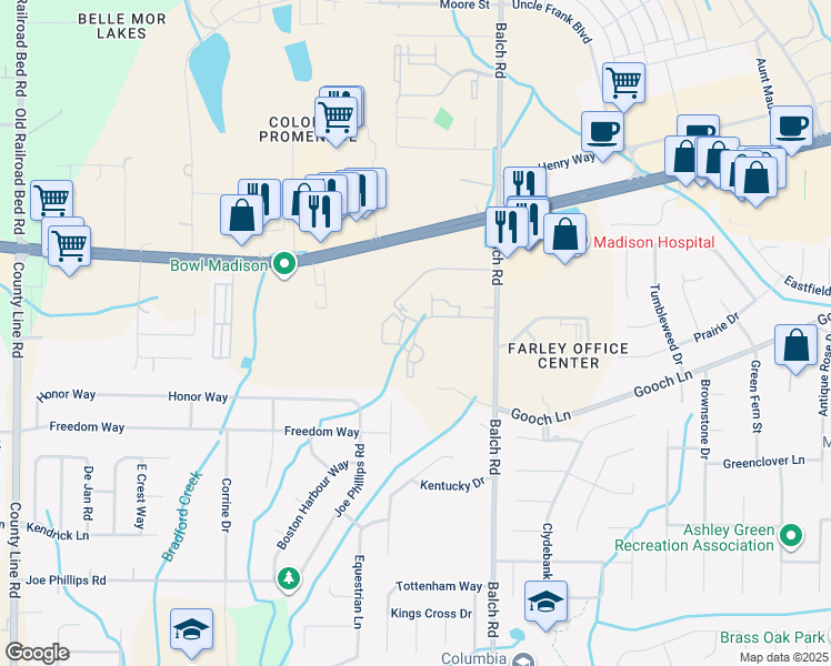map of restaurants, bars, coffee shops, grocery stores, and more near 930 Balch Road in Madison