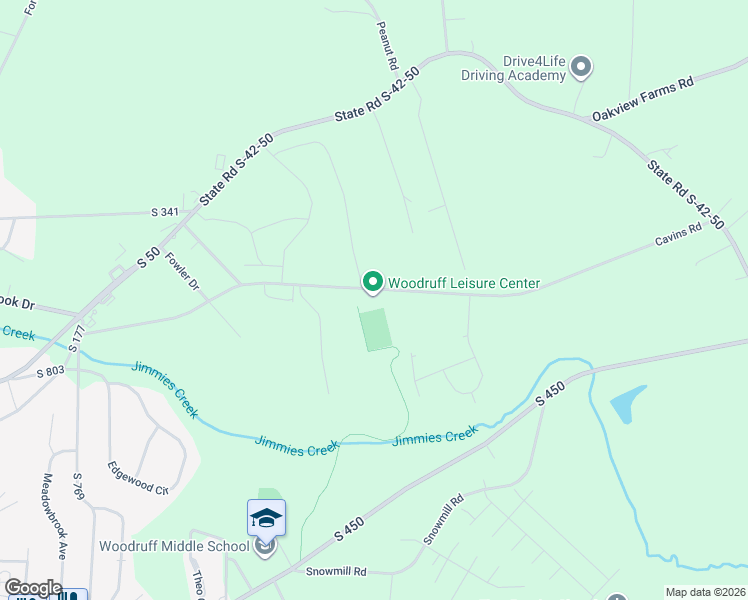 map of restaurants, bars, coffee shops, grocery stores, and more near 620 Cavins Road in Woodruff