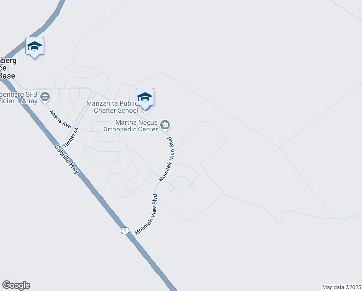 map of restaurants, bars, coffee shops, grocery stores, and more near 801-899 Camphor Court in Vandenberg AFB