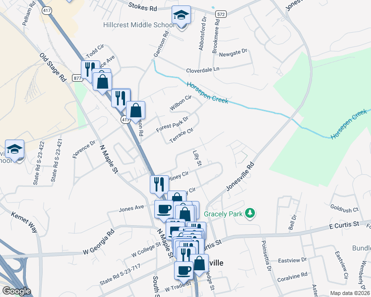 map of restaurants, bars, coffee shops, grocery stores, and more near 232 Perry Avenue in Simpsonville