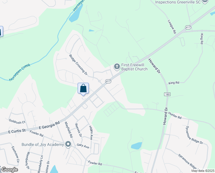 map of restaurants, bars, coffee shops, grocery stores, and more near 101 Hunter Road in Simpsonville