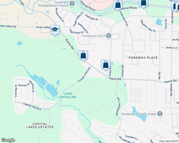 map of restaurants, bars, coffee shops, grocery stores, and more near 14119 Kanis Road in Little Rock