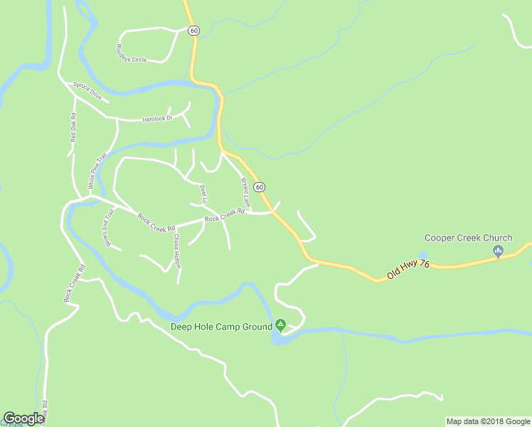 map of restaurants, bars, coffee shops, grocery stores, and more near 305 Rock Creek Road in Suches