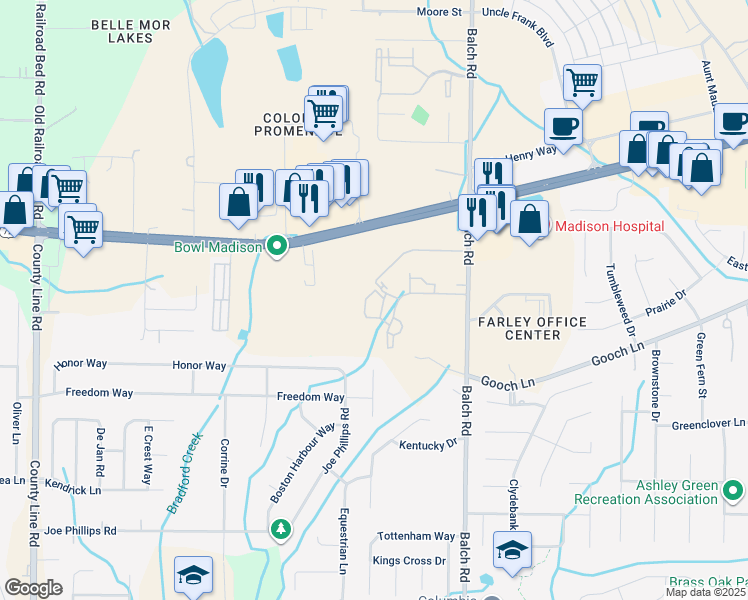 map of restaurants, bars, coffee shops, grocery stores, and more near 1028 Balch Road in Madison