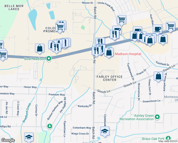 map of restaurants, bars, coffee shops, grocery stores, and more near 1028 Balch Road in Madison