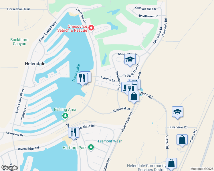 map of restaurants, bars, coffee shops, grocery stores, and more near 27160 Vista Road in Helendale