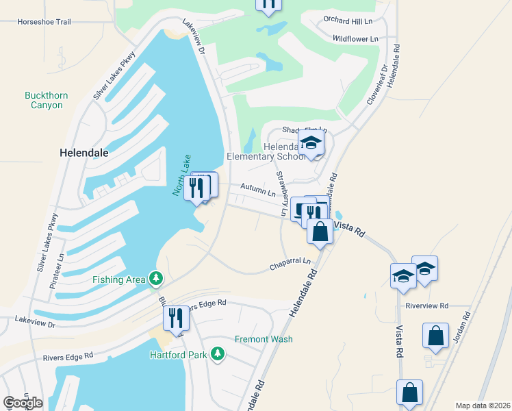 map of restaurants, bars, coffee shops, grocery stores, and more near 14907 Autumn Lane in Helendale