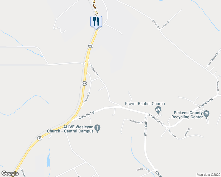 map of restaurants, bars, coffee shops, grocery stores, and more near 305 Shutter Road in Central