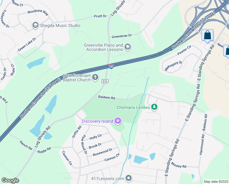 map of restaurants, bars, coffee shops, grocery stores, and more near 426 Baldwin Road in Simpsonville