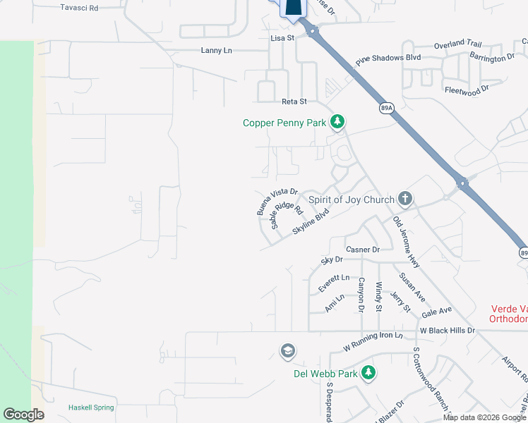 map of restaurants, bars, coffee shops, grocery stores, and more near 1800 Buena Vista Drive in Clarkdale