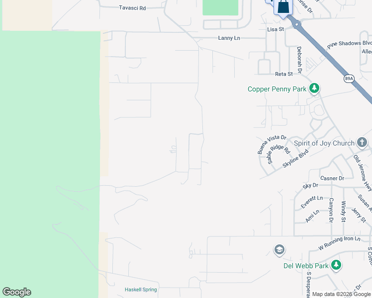 map of restaurants, bars, coffee shops, grocery stores, and more near 1801 South Coyote Hill Road in Clarkdale