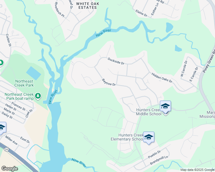 map of restaurants, bars, coffee shops, grocery stores, and more near 209 Baytree Drive in Jacksonville